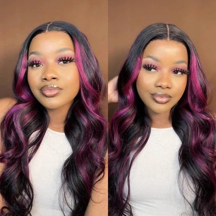 13x4 Lace Frontal Wigs Body Wave Human Hair With Highlights