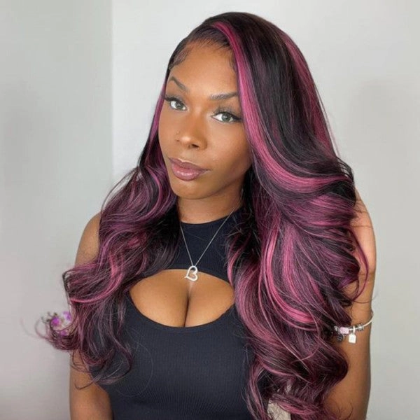 13x4 Lace Frontal Wigs Body Wave Human Hair With Highlights