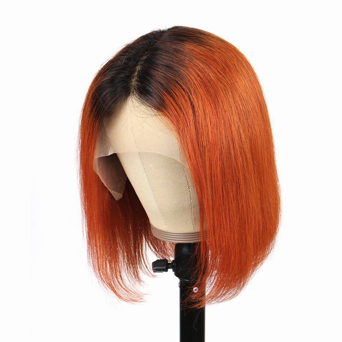 1B Ginger Orange Ombre Colored 13x4 Pre Plucked Lace Frontal Wig Straight Bob Wig Human Hair