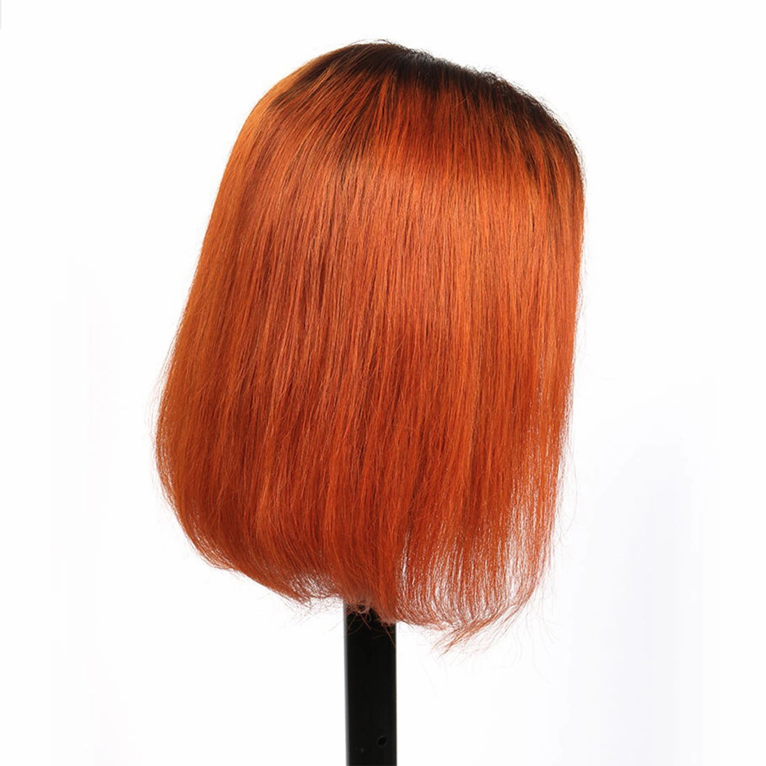 1B Ginger Orange Ombre Colored 13x4 Pre Plucked Lace Frontal Wig Straight Bob Wig Human Hair