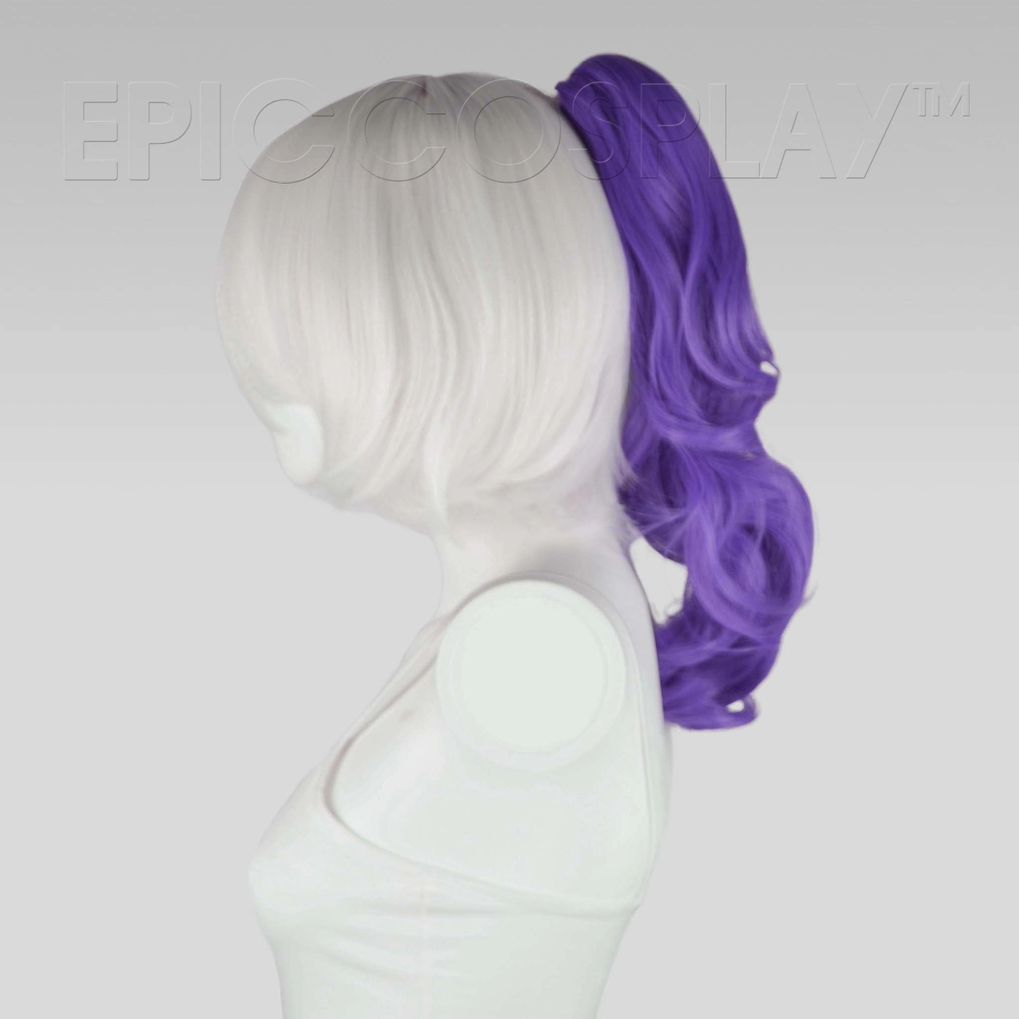 20" Classic Purple Mix Wavy Curly Ponytail Clipon