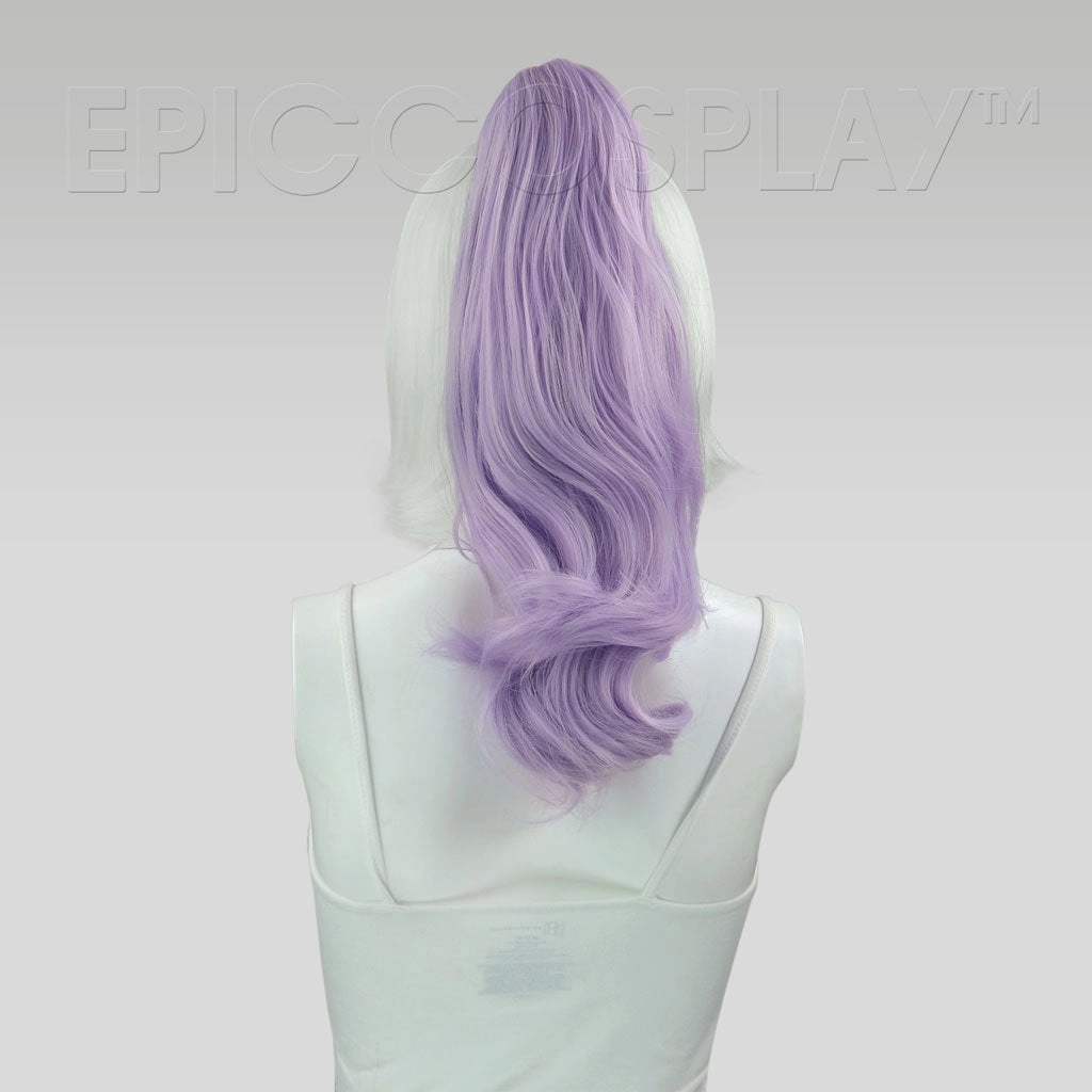 20" Fusion Vanilla Purple Wavy Curly Ponytail Clipon