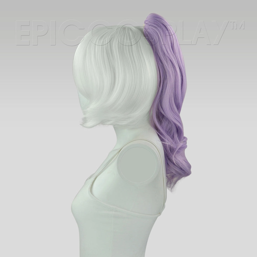 20" Fusion Vanilla Purple Wavy Curly Ponytail Clipon