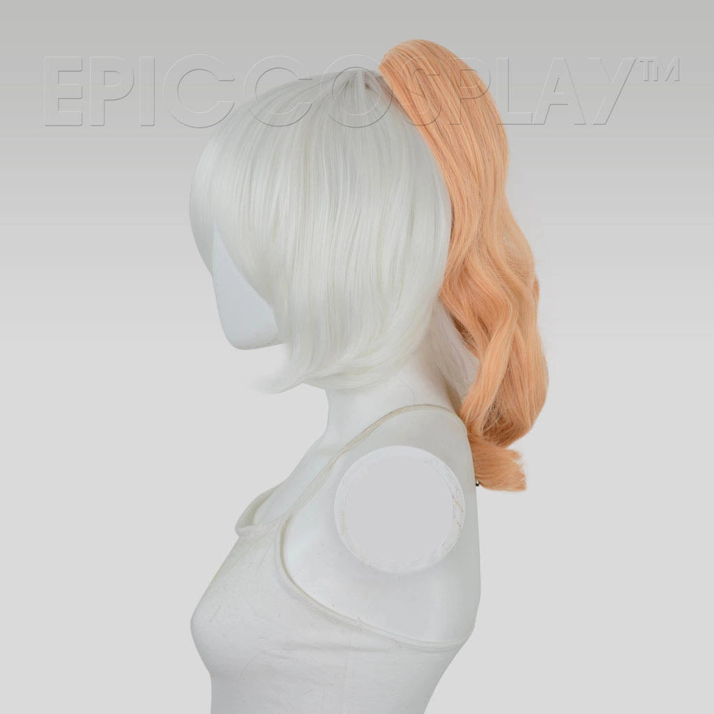 20" Peach Blonde Wavy Curly Ponytail Clipon
