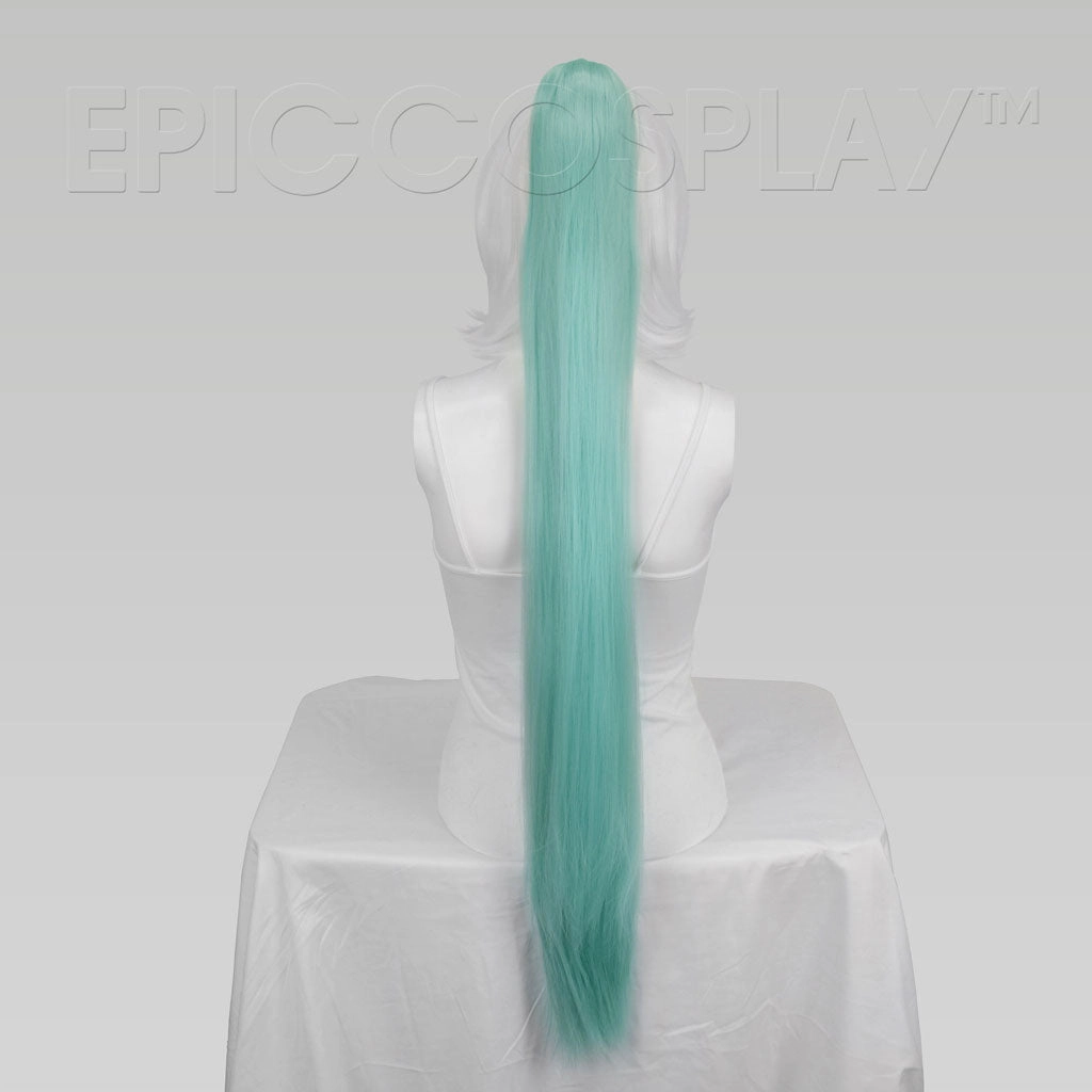 35" Mint Green Straight Ponytail Clipon