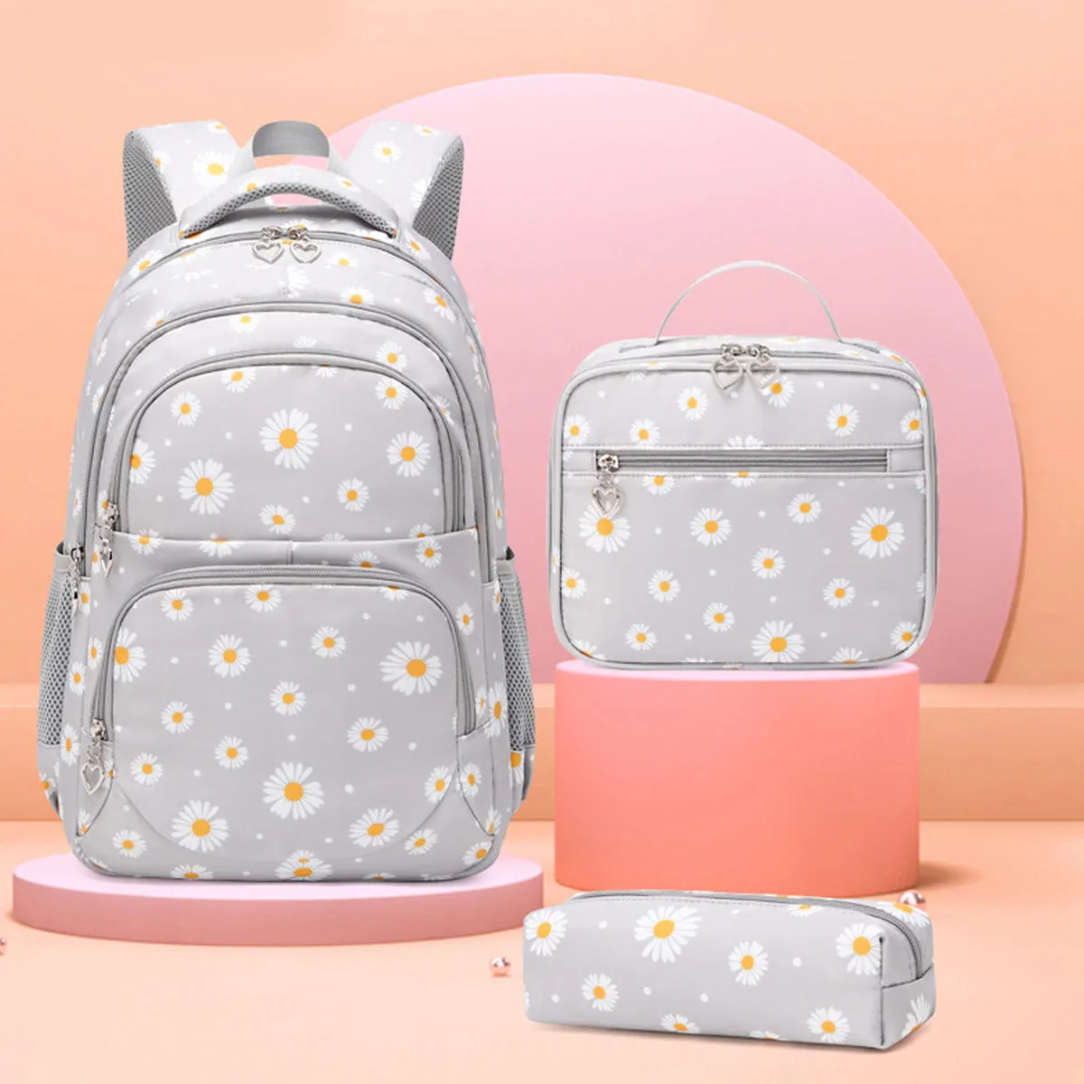 3Pcs Daisy Prints Backpack Sets Kids Bookbag for Teens