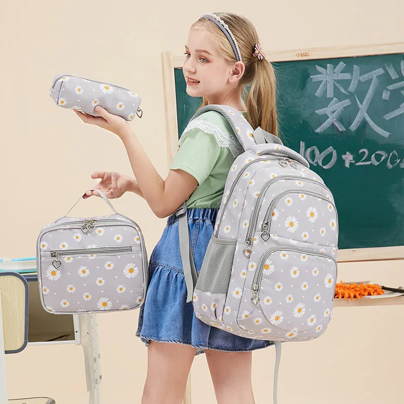 3Pcs Daisy Prints Backpack Sets Kids Bookbag for Teens