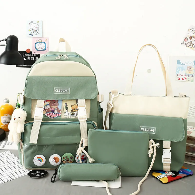 4 Pcs Rucksack Campus Student Schoolbag