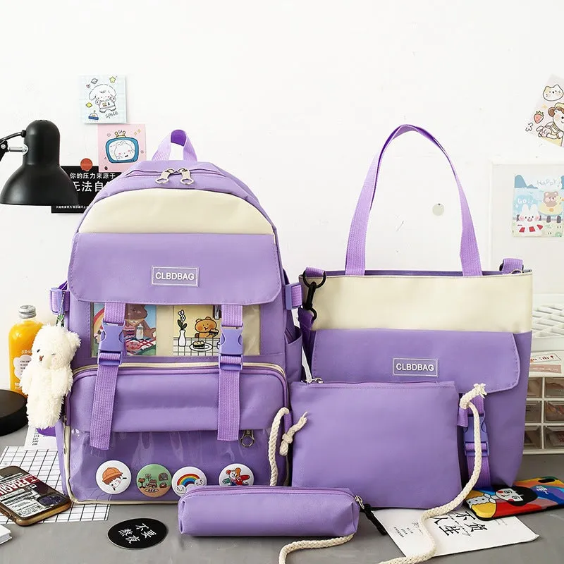 4 Pcs Rucksack Campus Student Schoolbag