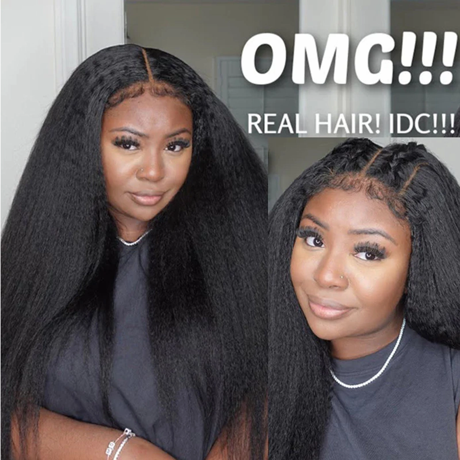 4C Edge Hairline Real HD 13x4 Lace Frontal Wigs Kinky Straight Human Hair