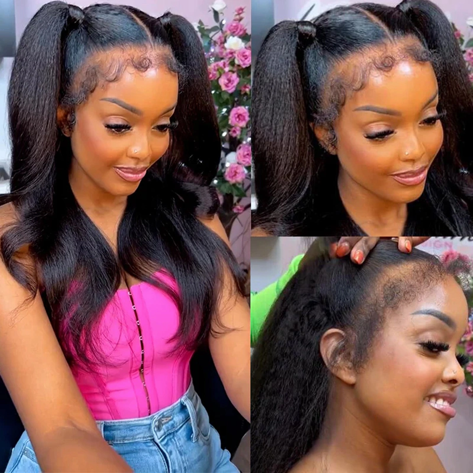 4C Edge Hairline Real HD 13x4 Lace Frontal Wigs Kinky Straight Human Hair