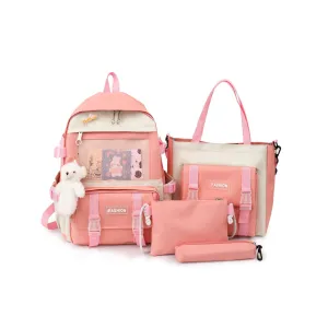 4Pcs Fashion Schoolbag Student Backpack