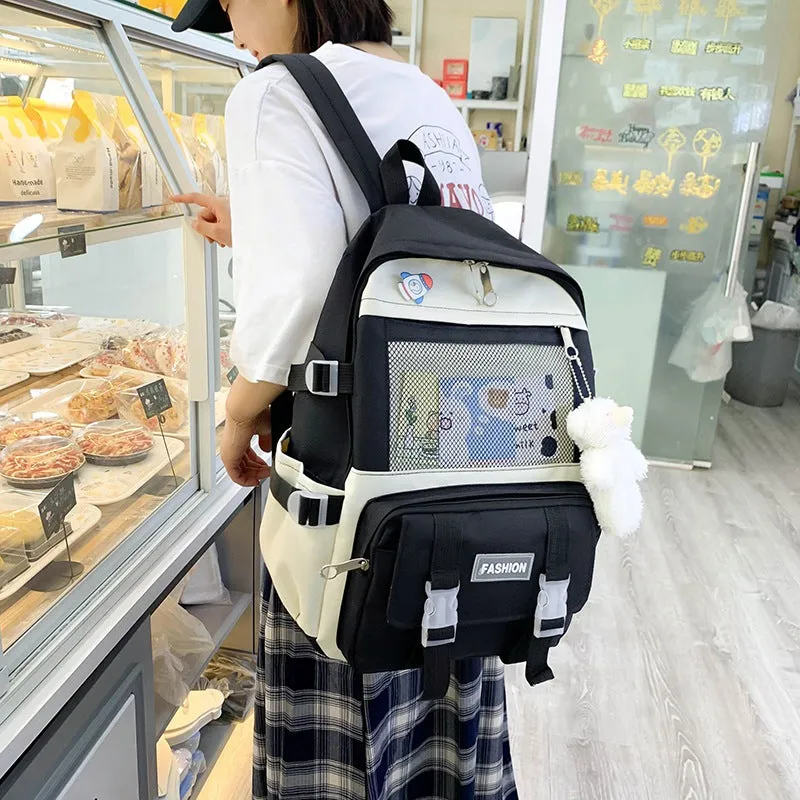 4Pcs Fashion Schoolbag Student Backpack