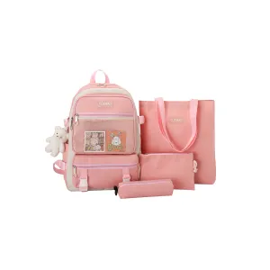 4Pcs Large Capacity Backpack Student Schoolbag