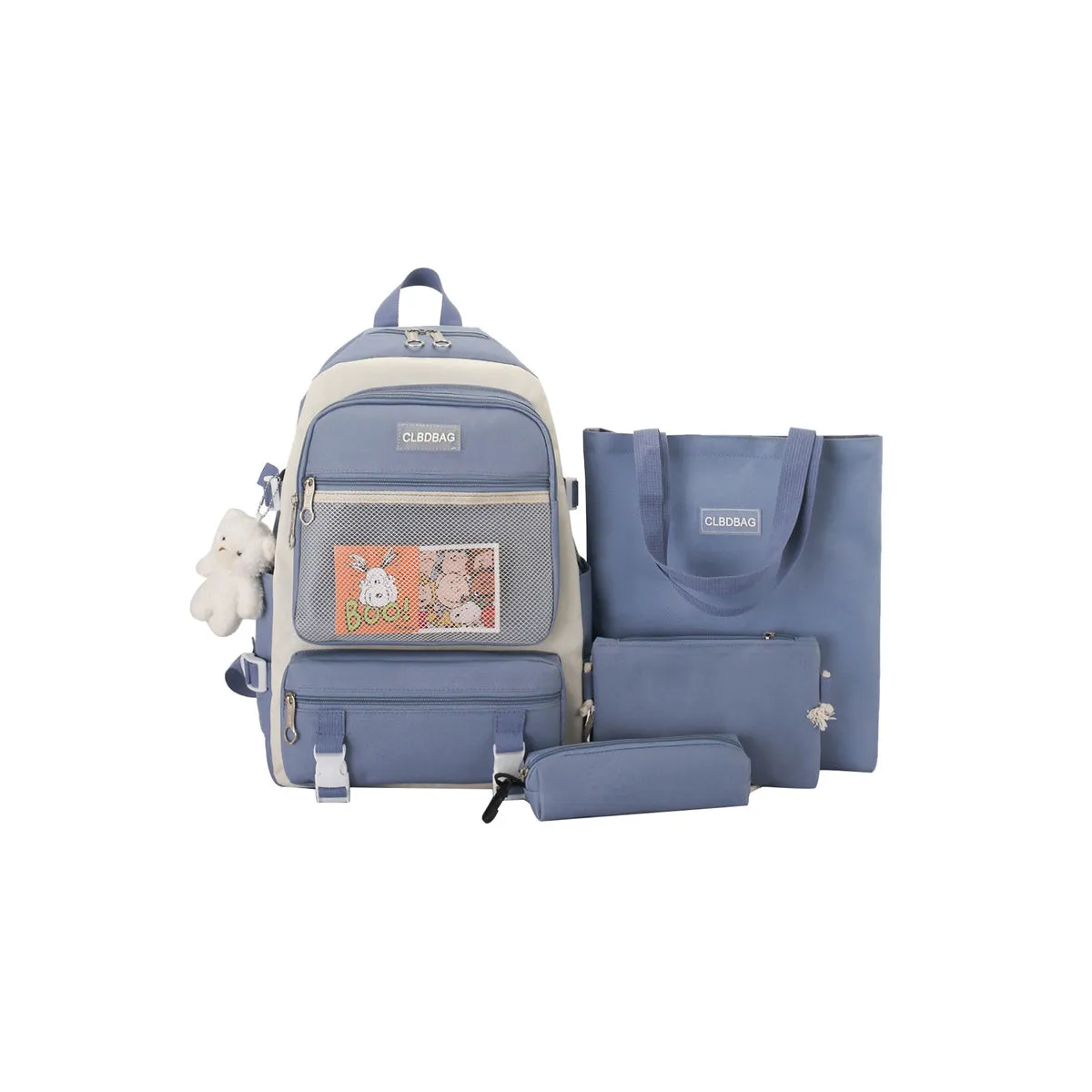 4Pcs Large Capacity Backpack Student Schoolbag