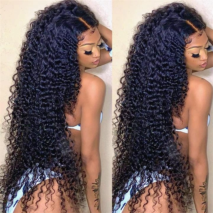 $199=30inch Black Curly Hair 6x4 Pre Cut Lace Front Wig 100% Virgin Human Hair Wigs Pre Plucked Hairline No Code Needed
