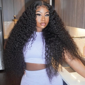 $199=30inch Deep Curly Glueless 13x4 HD Transparent Lace Front Wig Pre Plucked Brazilian Virgin Lace Front Wig with Baby Hair No Code Needed