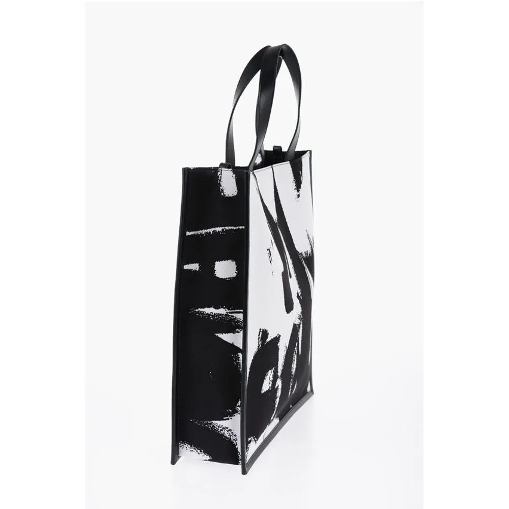 Alexander McQueen Logoed Fabric Tote Bag with Leather Detail