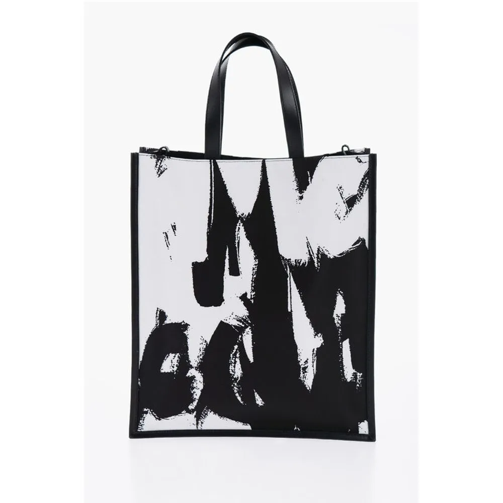 Alexander McQueen Logoed Fabric Tote Bag with Leather Detail