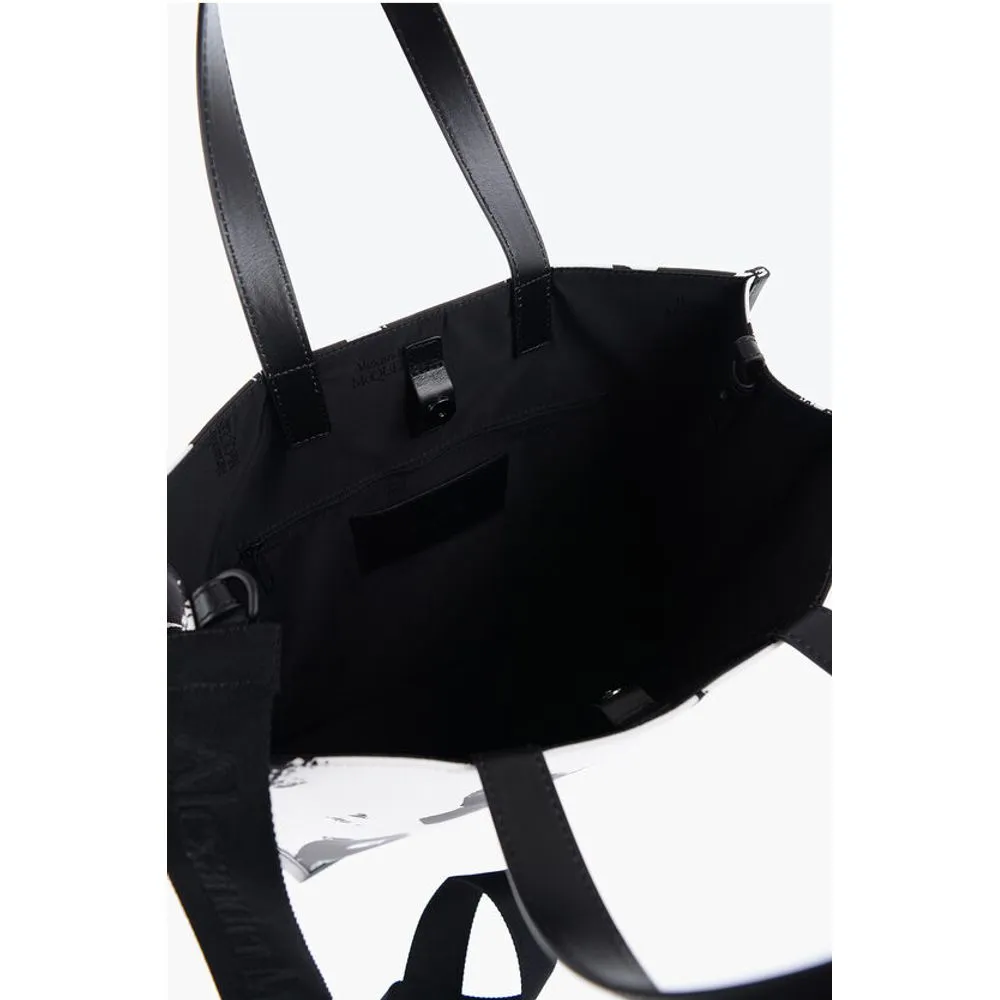 Alexander McQueen Logoed Fabric Tote Bag with Leather Detail