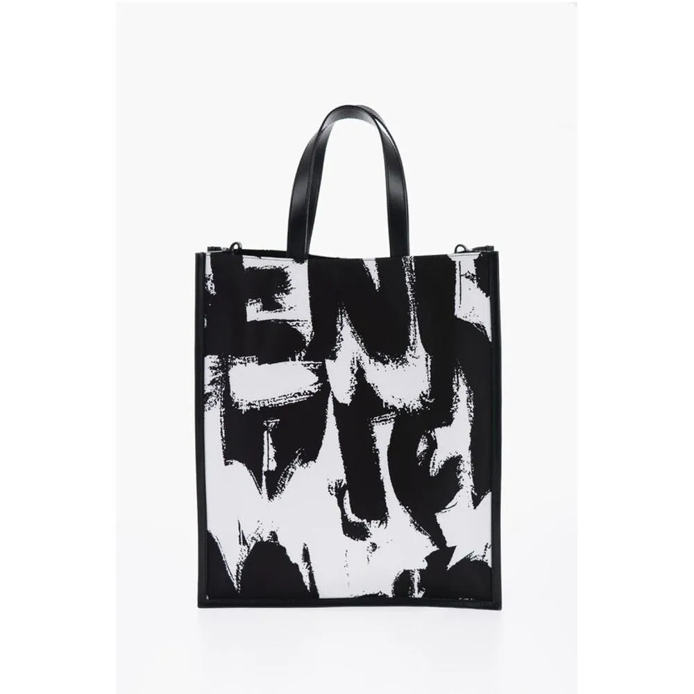 Alexander McQueen Logoed Fabric Tote Bag with Leather Detail