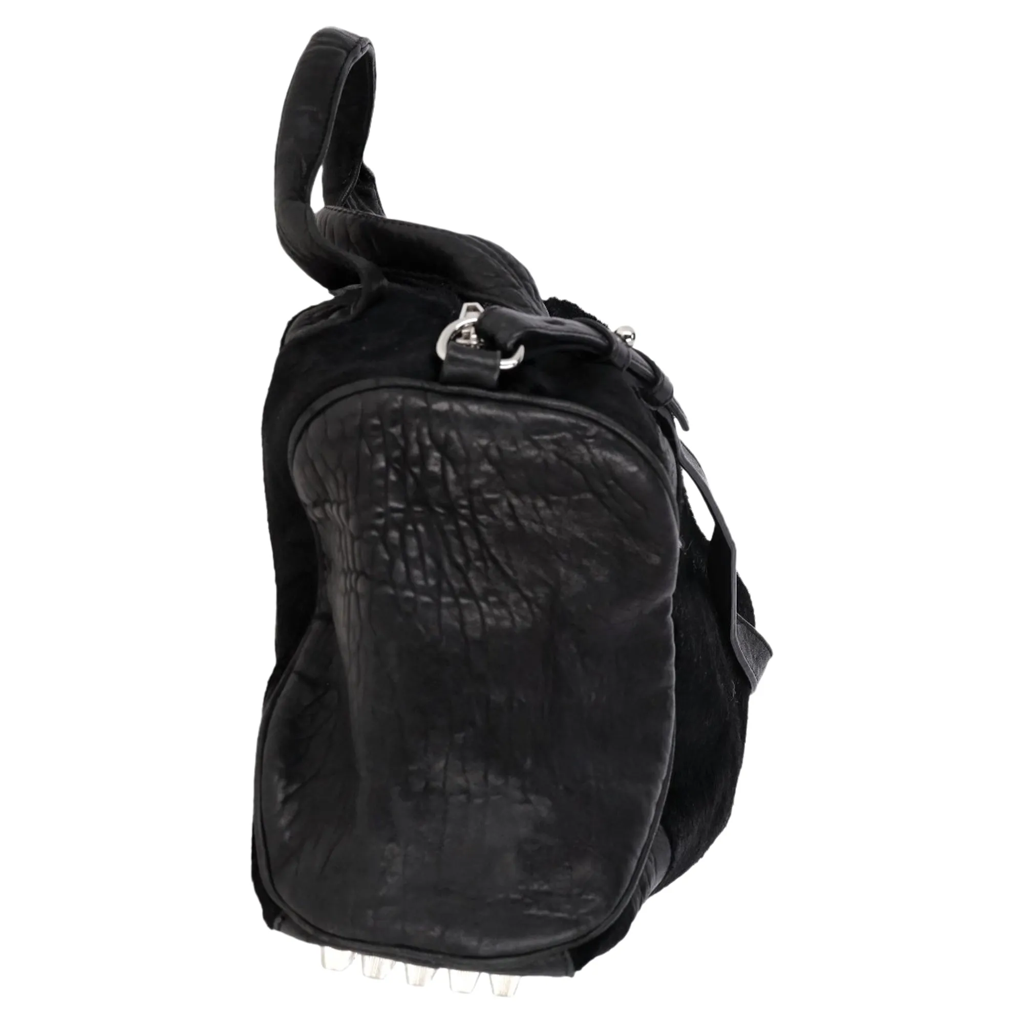 Alexander Wang Pebbled Rocco Duffle in Black Lambskin Pony Hair