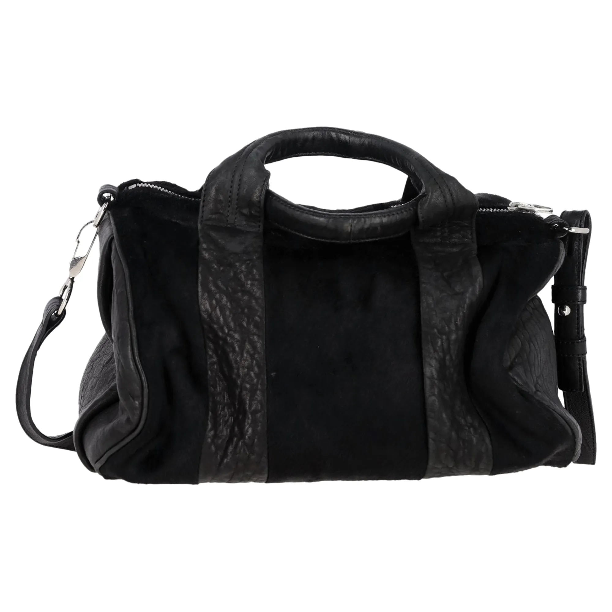 Alexander Wang Pebbled Rocco Duffle in Black Lambskin Pony Hair