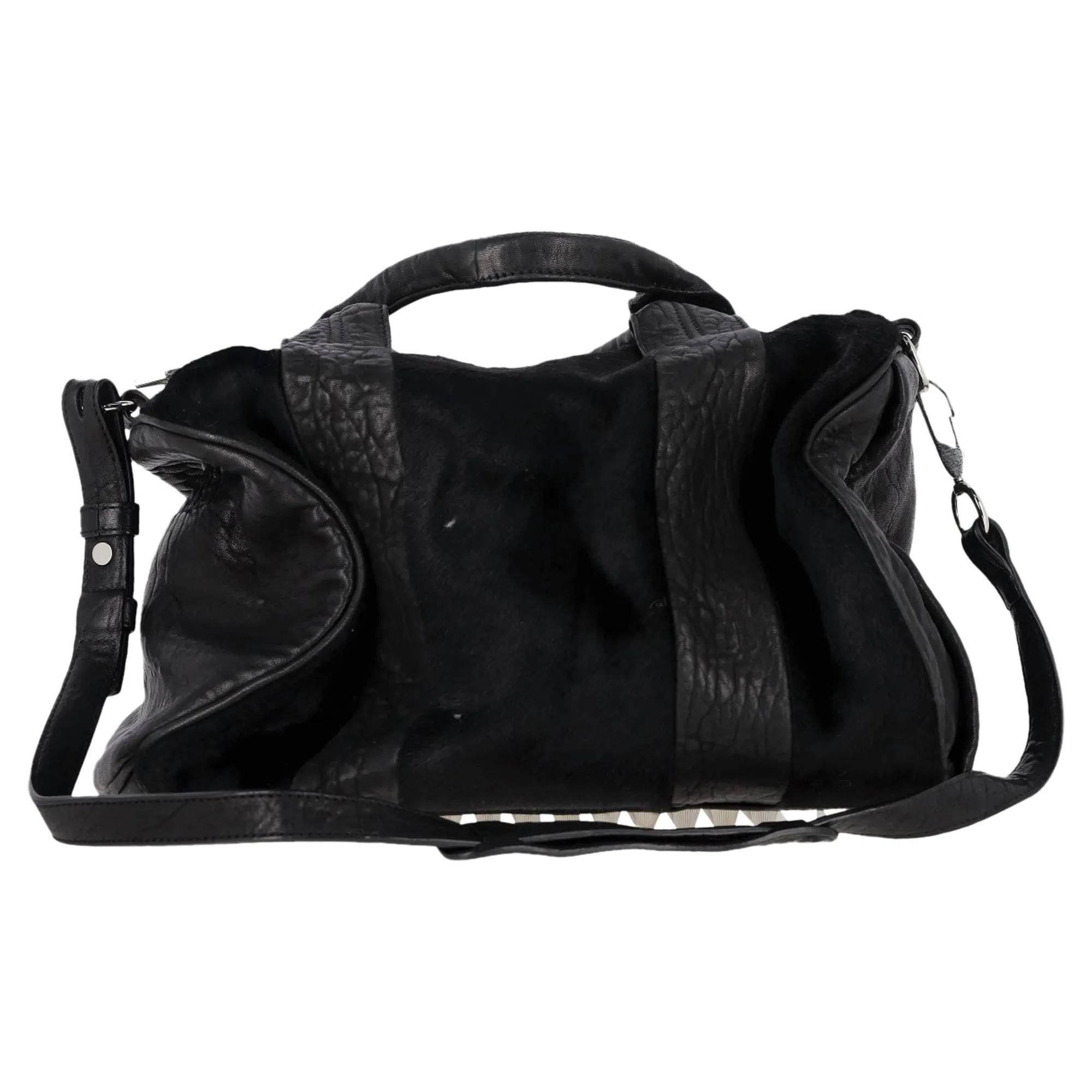 Alexander Wang Pebbled Rocco Duffle in Black Lambskin Pony Hair