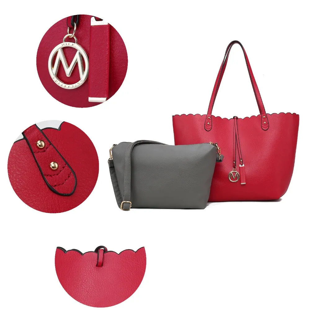 Amahia Vegan Leather Womens Reversible Shopper Tote Bag with Crossbody Pouch by Mia K