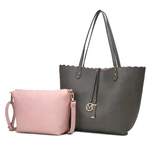 Amahia Vegan Leather Womens Reversible Shopper Tote Bag with Crossbody Pouch by Mia K