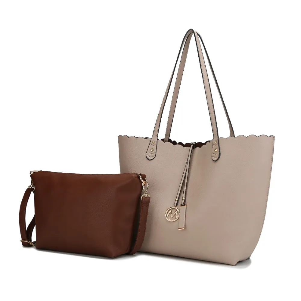 Amahia Vegan Leather Womens Reversible Shopper Tote Bag with Crossbody Pouch by Mia K