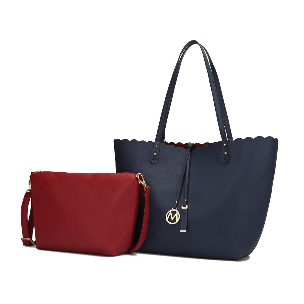 Amahia Vegan Leather Womens Reversible Shopper Tote Bag with Crossbody Pouch by Mia K