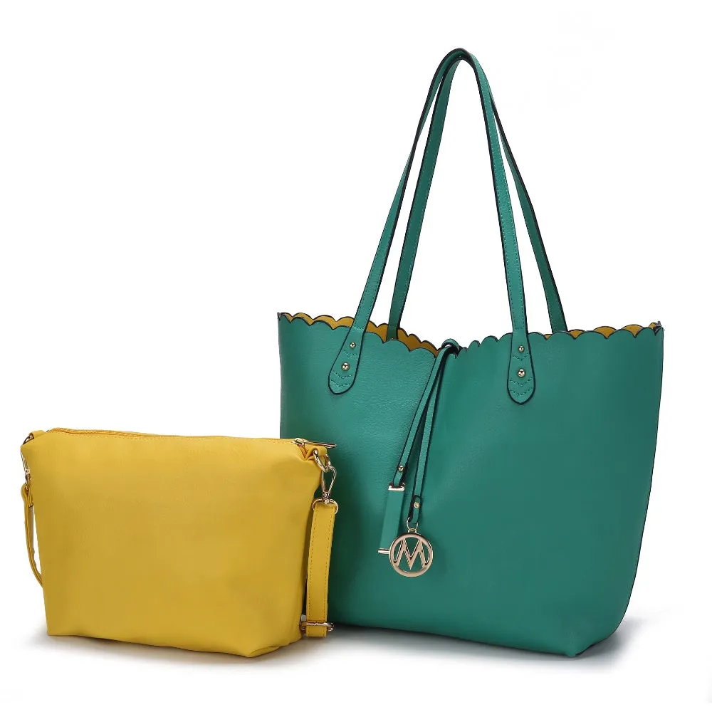 Amahia Vegan Leather Womens Reversible Shopper Tote Bag with Crossbody Pouch by Mia K