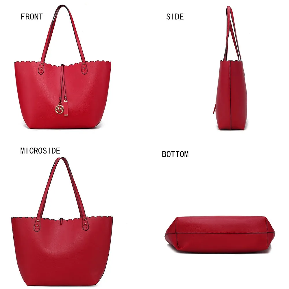 Amahia Vegan Leather Womens Reversible Shopper Tote Bag with Crossbody Pouch by Mia K