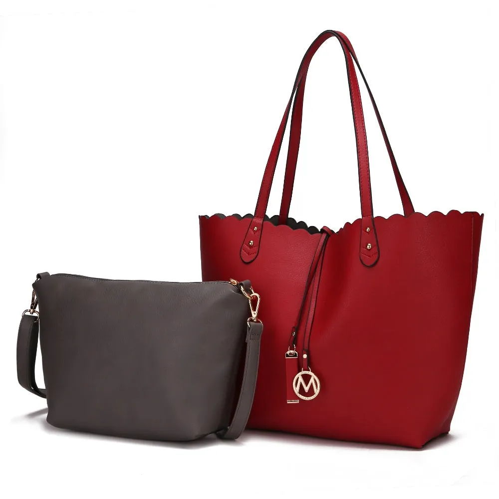 Amahia Vegan Leather Womens Reversible Shopper Tote Bag with Crossbody Pouch by Mia K