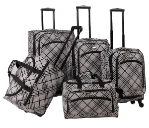 American Flyer Silver Stripes 5 Piece Set 4-Wheel Luggage Sets