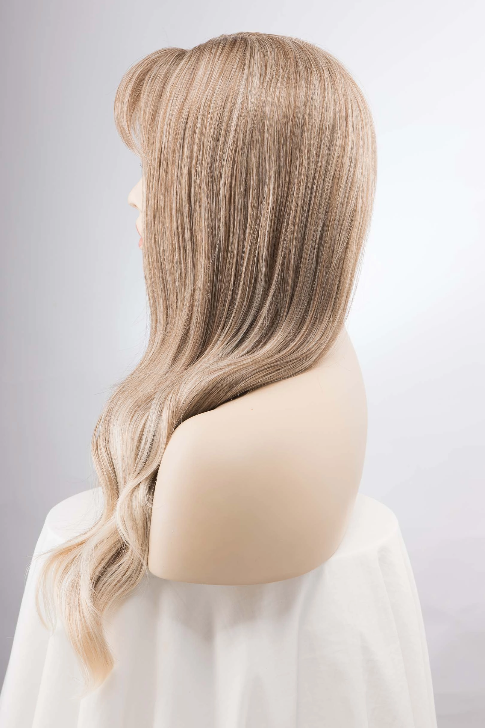 Ash Blonde Wavy Wig With Bangs | April