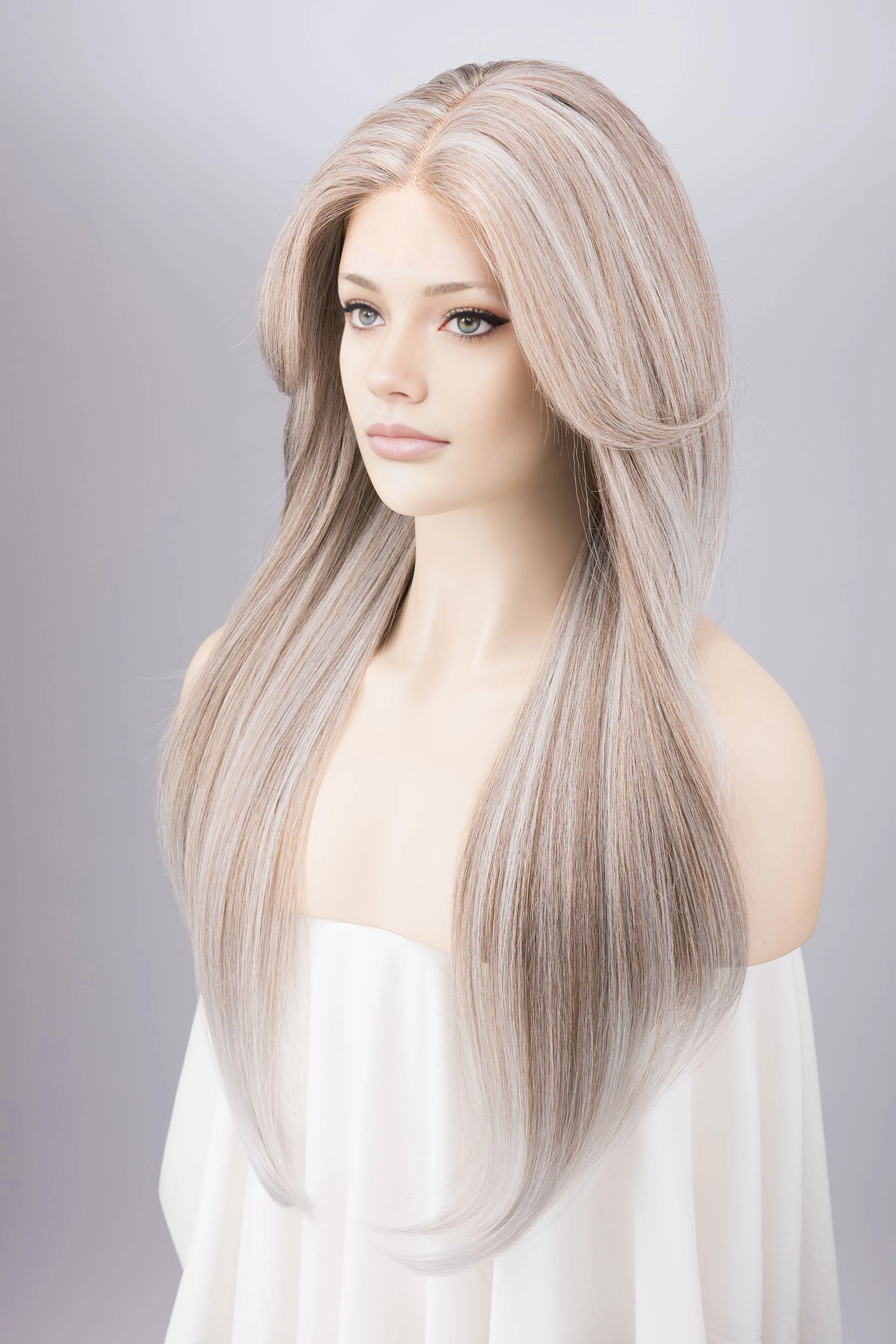Ash Grey with Icy Silver Highlights Lace Wig Onida