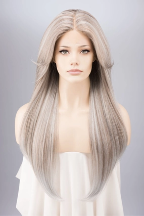 Ash Grey with Icy Silver Highlights Lace Wig Onida