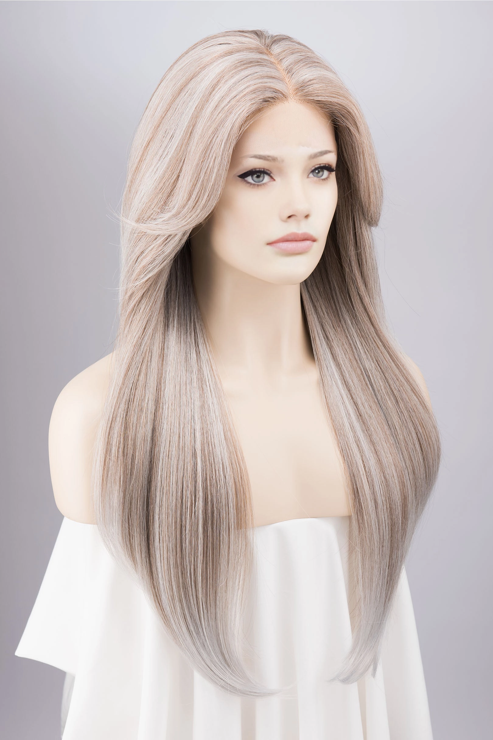 Ash Grey with Icy Silver Highlights Lace Wig Onida