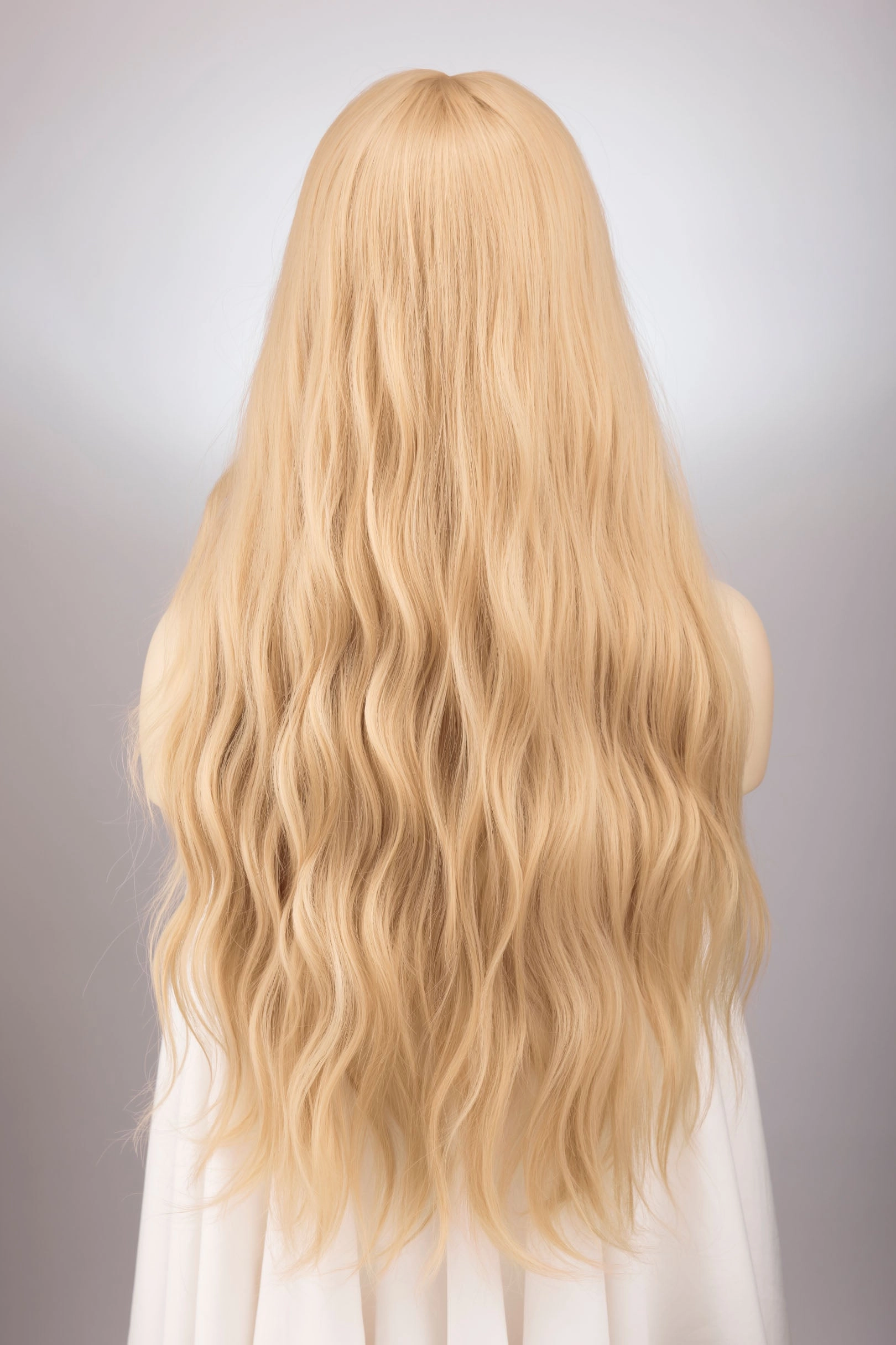 Ash Honey Blonde Wavy Wig with Bangs Ina