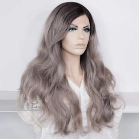 Ashy Sliver Ombre Wavy Lace Front Wig | Katalina