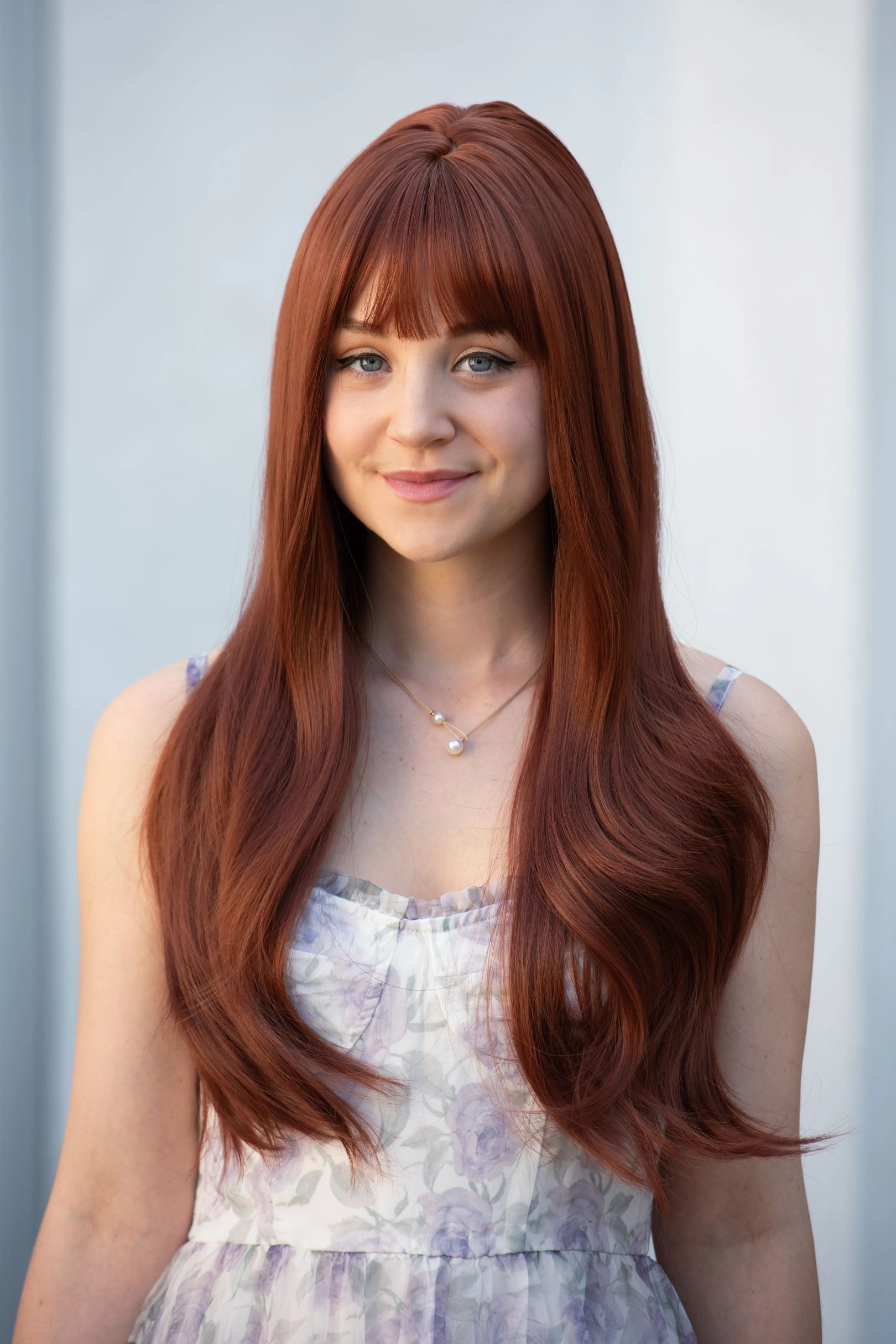 Auburn Ginger Wavy Synthetic Wig with Bangs Akane