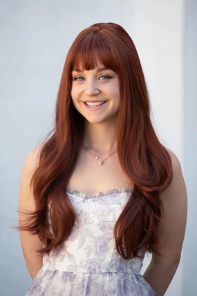 Auburn Ginger Wavy Synthetic Wig with Bangs Akane