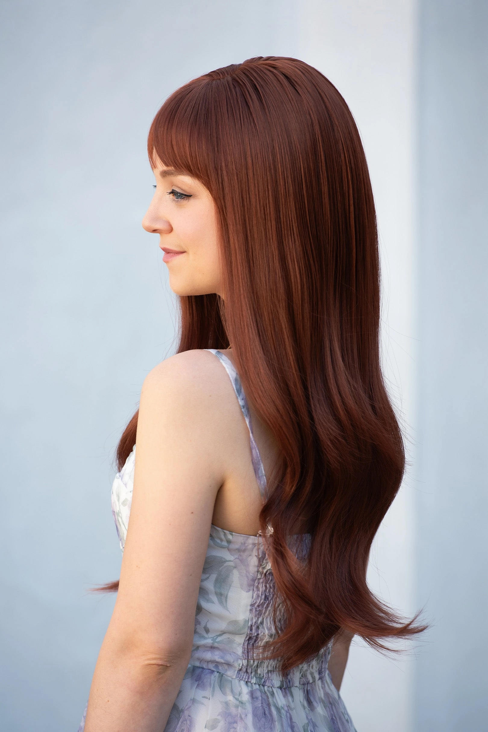 Auburn Ginger Wavy Synthetic Wig with Bangs Akane