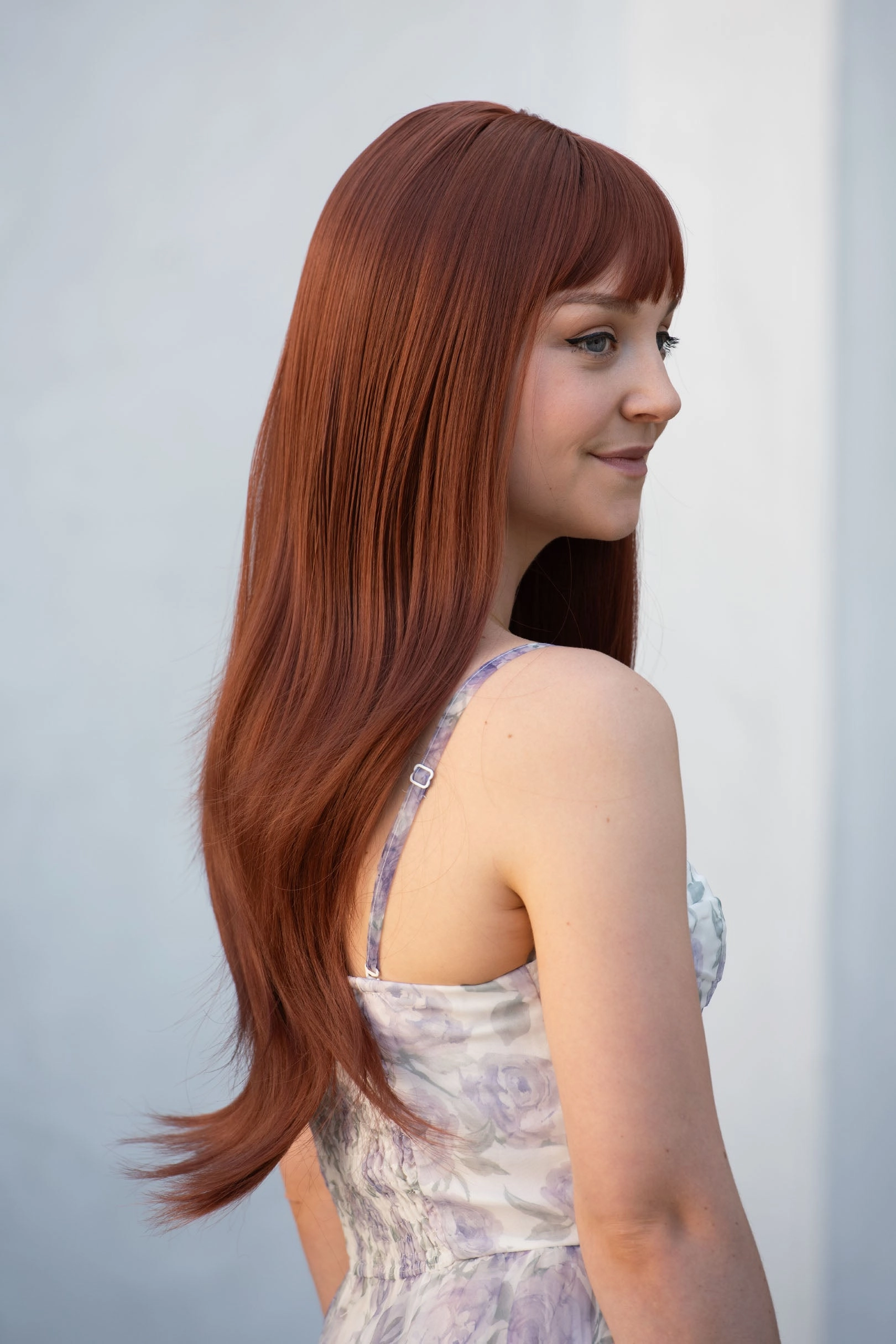 Auburn Ginger Wavy Synthetic Wig with Bangs Akane