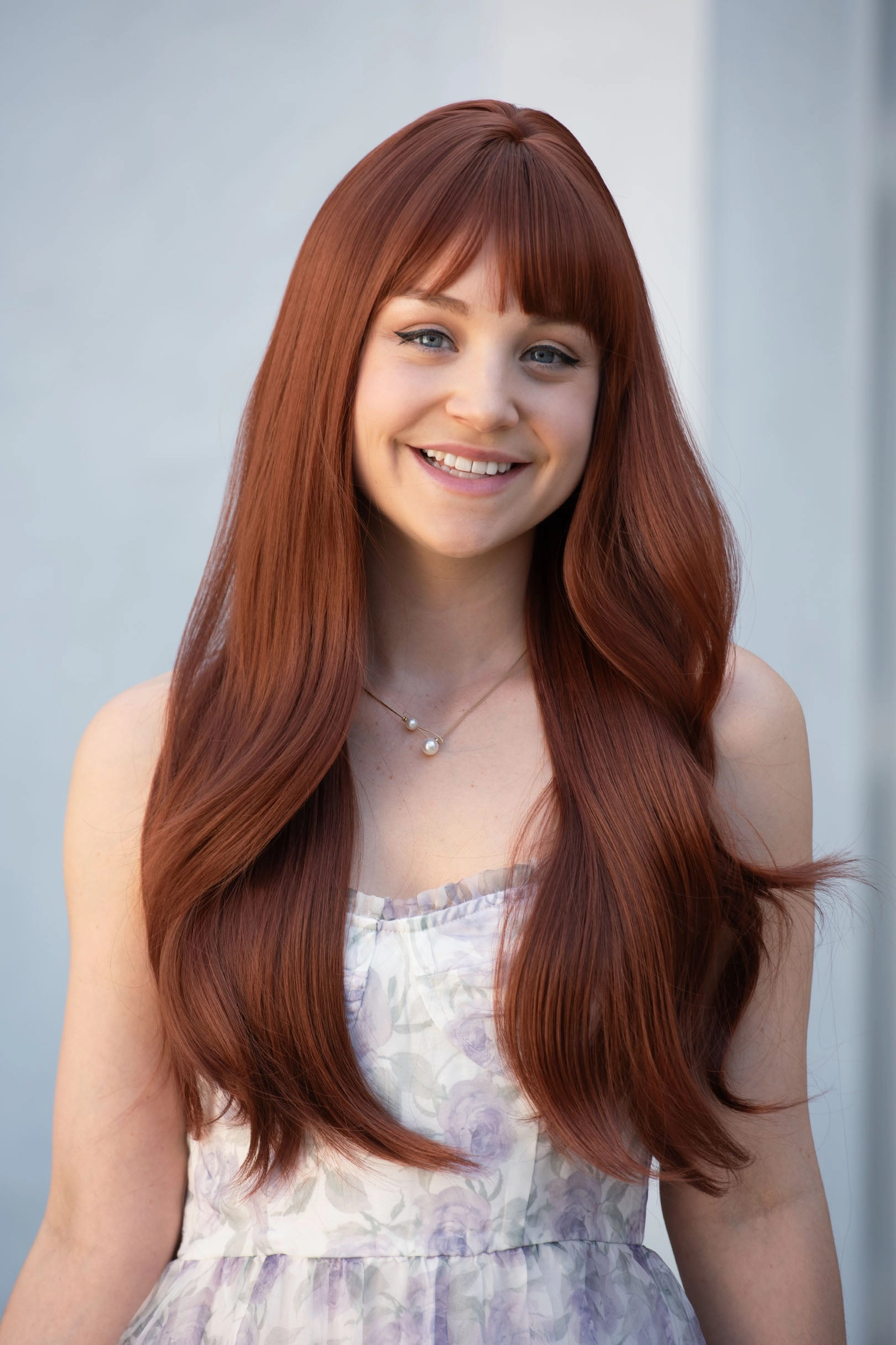 Auburn Ginger Wavy Synthetic Wig with Bangs Akane