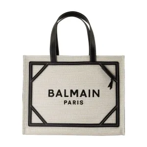 B-Army Medium Shopper Bag - Balmain - Raffia - Neutral/Black