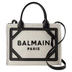 B-Army Small Shopper Bag - Balmain - Raffia - Neutral/Black