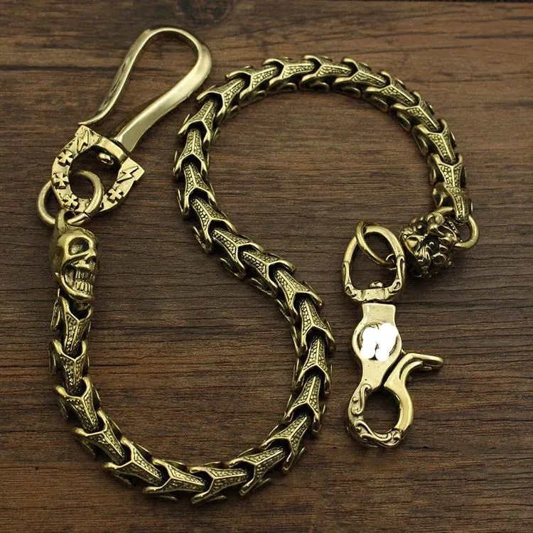 Badass Brass 18 Copper Skull Chain Pants Chain Wallet Chain Motorcycle Wallet Chain for Men